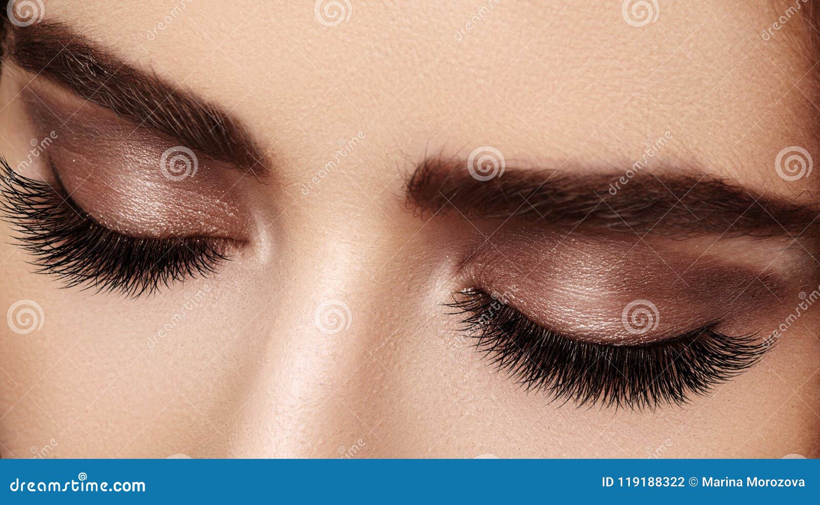 beautiful female eye with extreme long eyelashes, black liner makeup. perfect make-up, long lashes. closeup fashion eyes