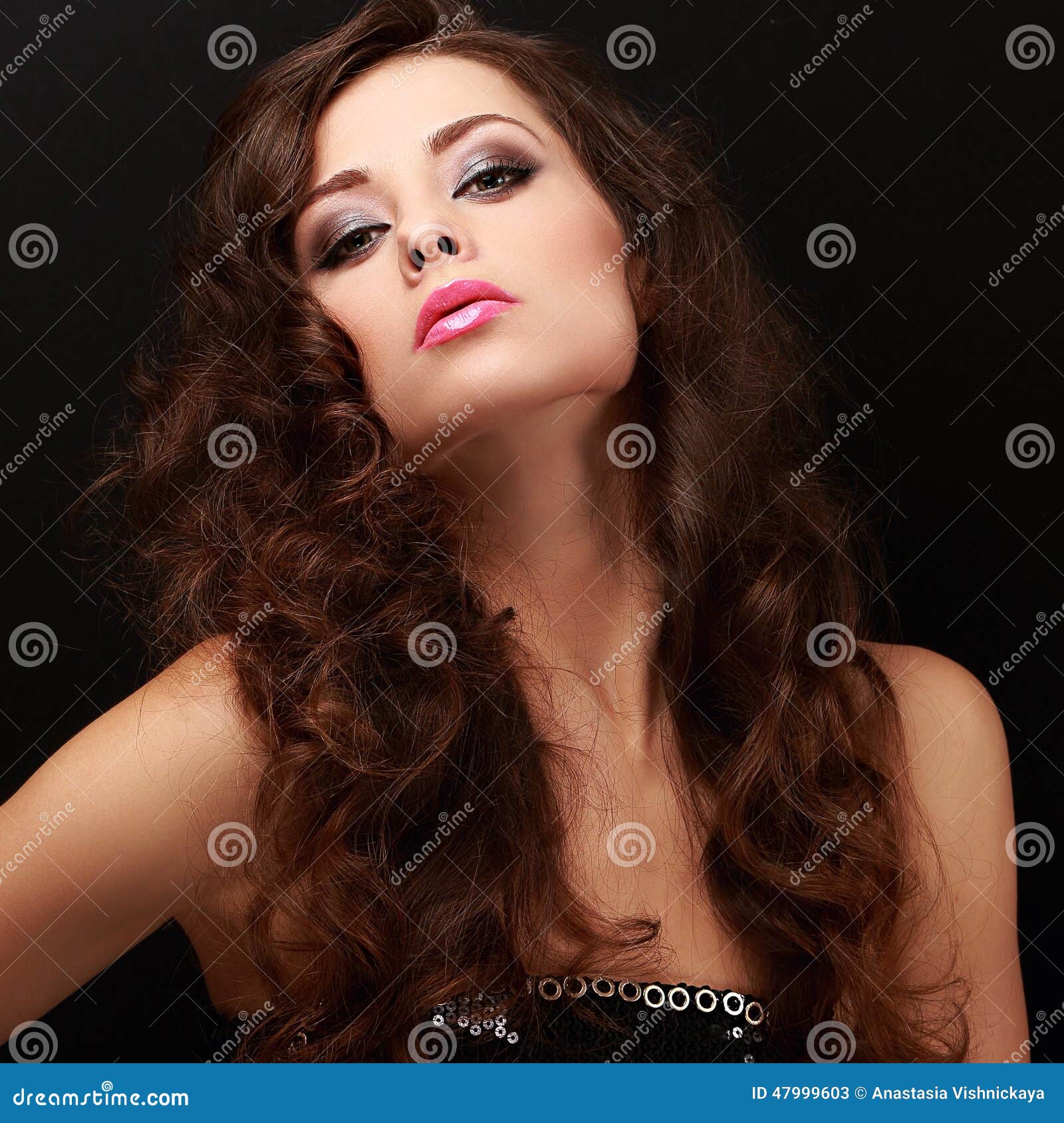 Beautiful Makeup Woman with Pink Lipstick Stock Image - Image of bright ...