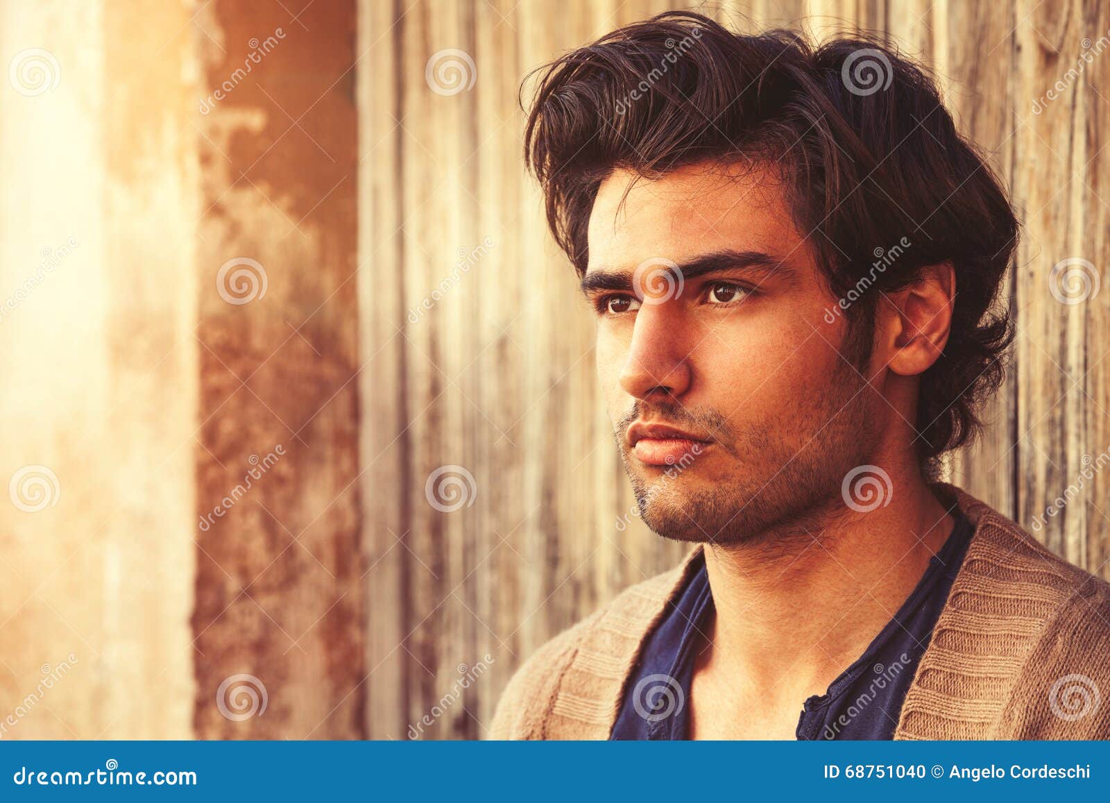 Beautiful Man Close Portrait. Young and Handsome Italian Man with Stylish  Hair Stock Photo - Image of close, brown: 68751040