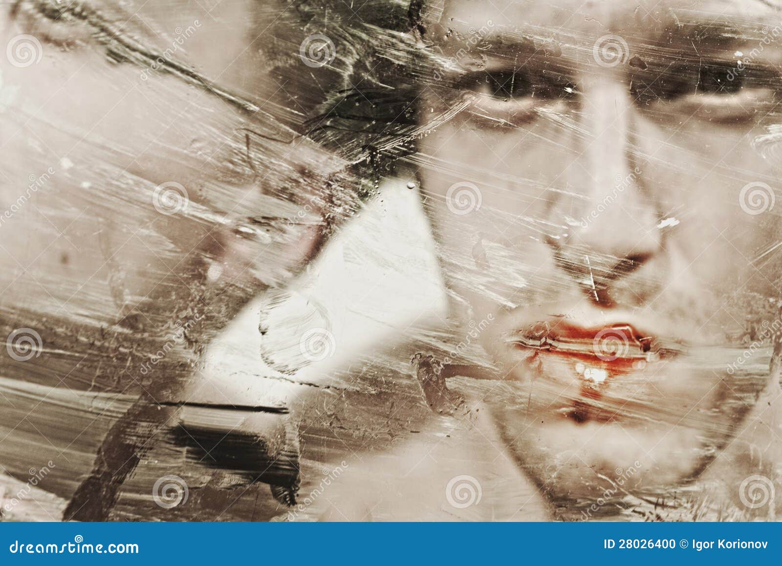 Beautiful Man S Face at Dirty Glass Stock Photo - Image of dirty, muddy ...
