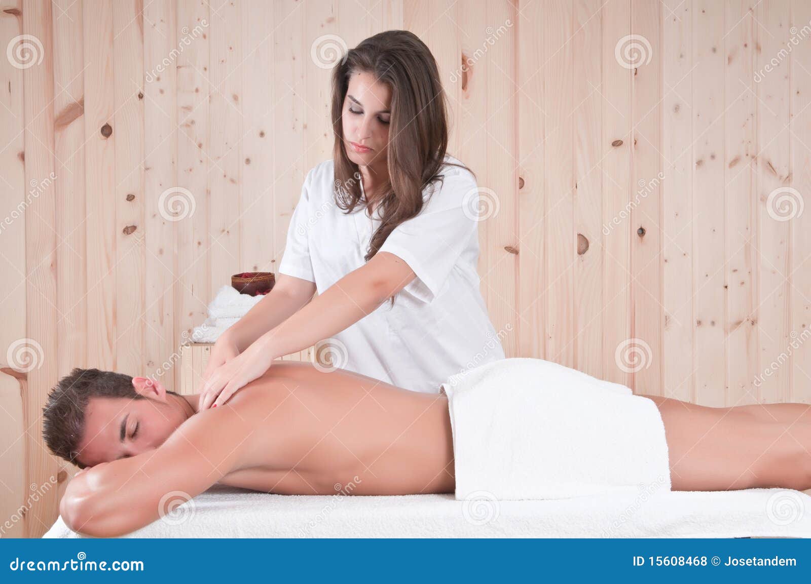 Beautiful Man In Sauna Getting Massage Relaxing Royalty