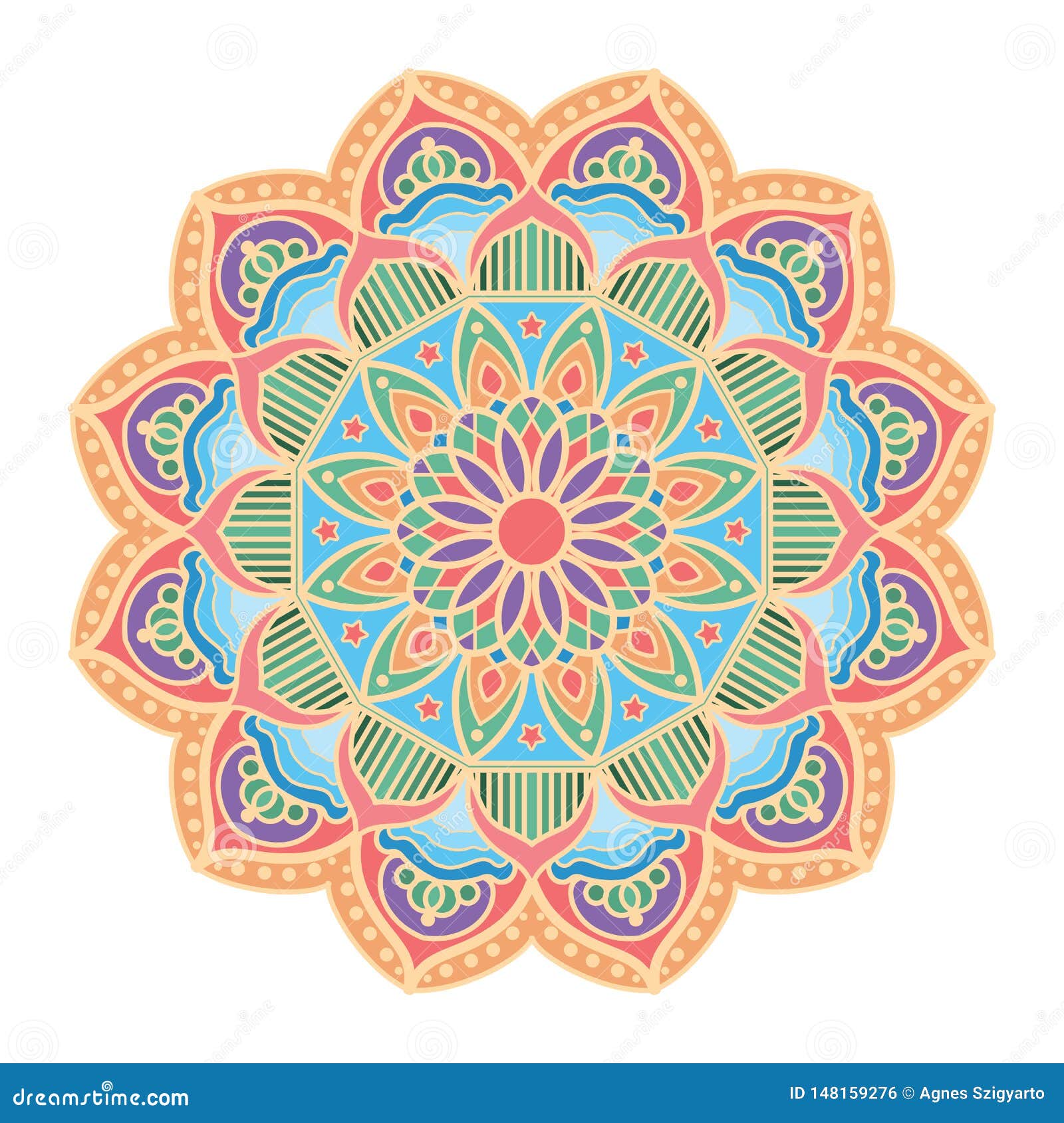 Beautiful Mandala Pattern Design with Pastel Colors Stock Vector