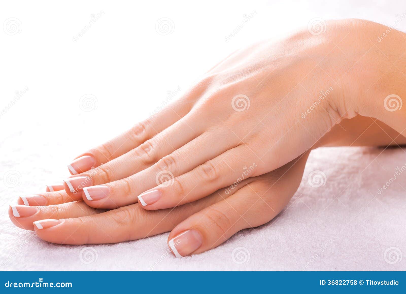 Beautiful Manicure on the White Towel Stock Photo Image of hand