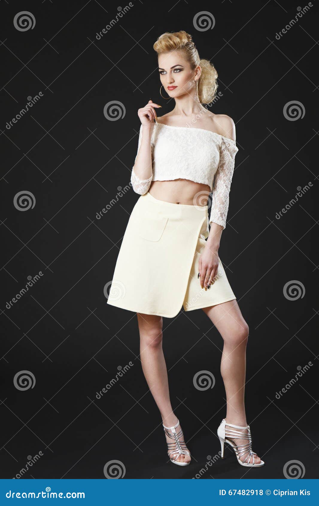 Beautiful Mature Girl Posing in White Top Stock Photo - Image of hair ...