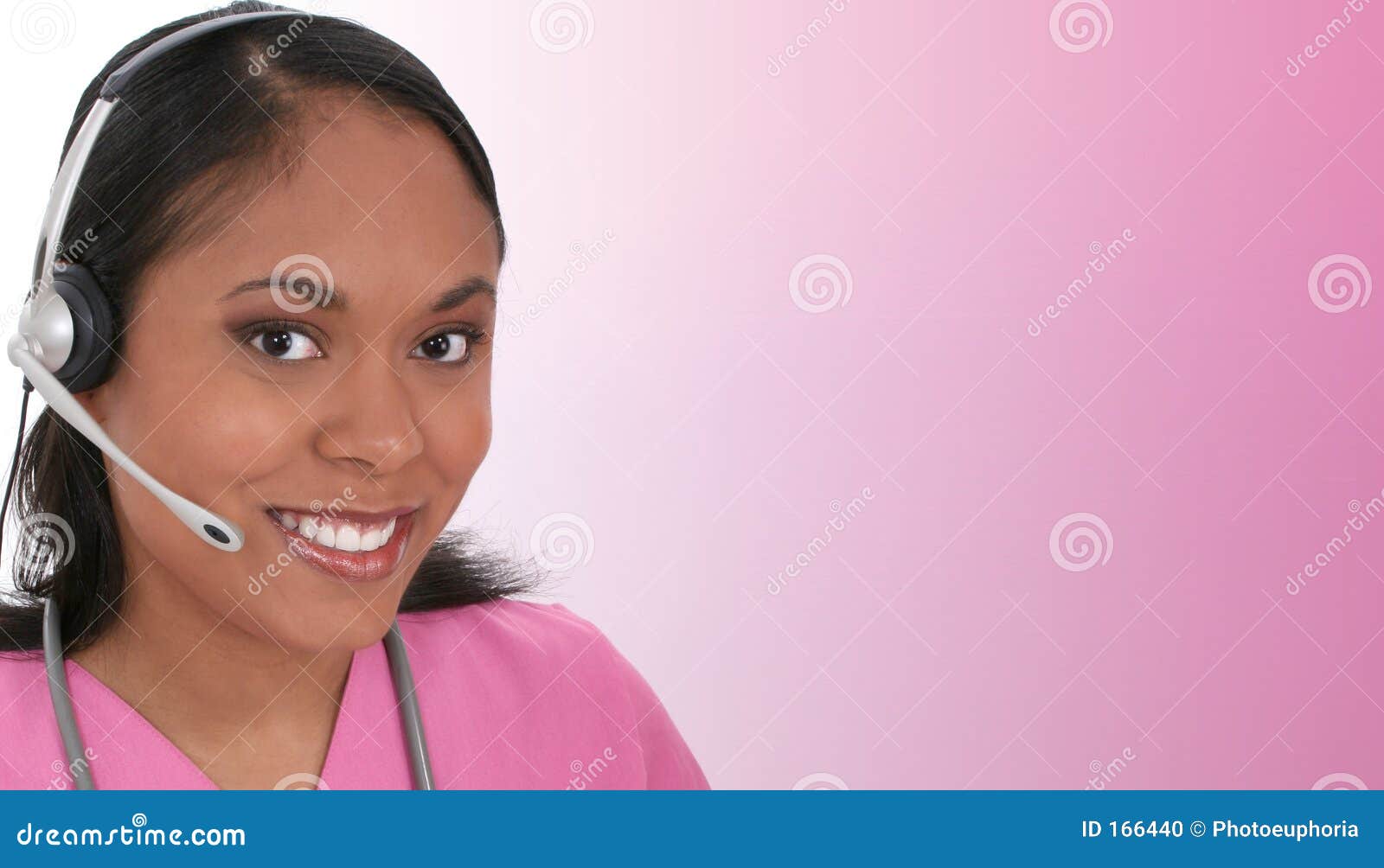 Beautiful Medical Receptionist Wearing Headset Stock Photo Image of