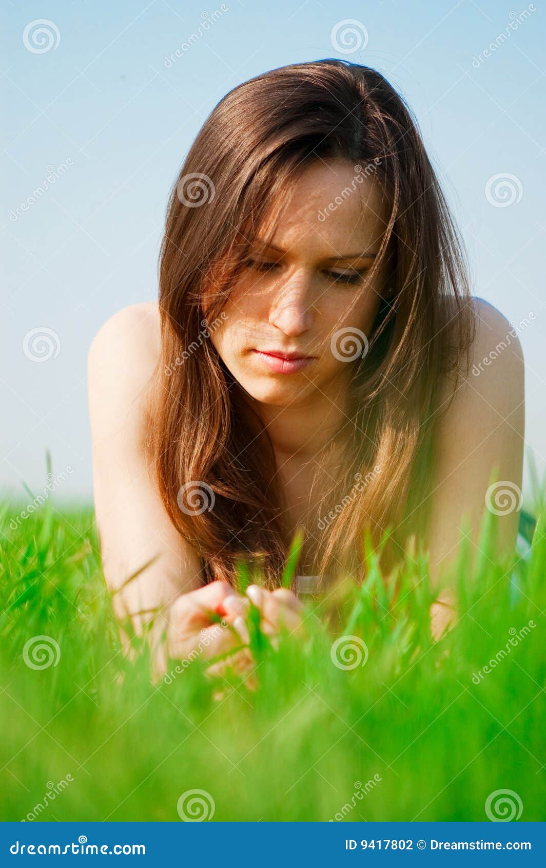Beautiful melancholy woman stock photo. Image of landscape 9417802