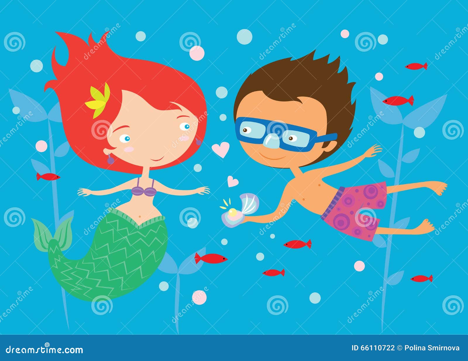 Download Beautiful Mermaid And Boy In Love Cute Illustration Stock ...