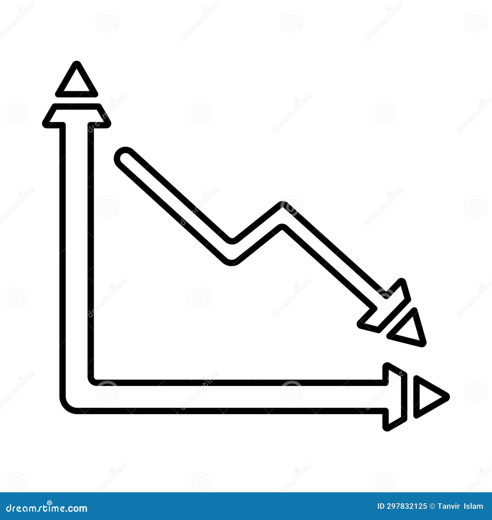 Down Fall Graph Icon in Outline Style Stock Illustration - Illustration ...