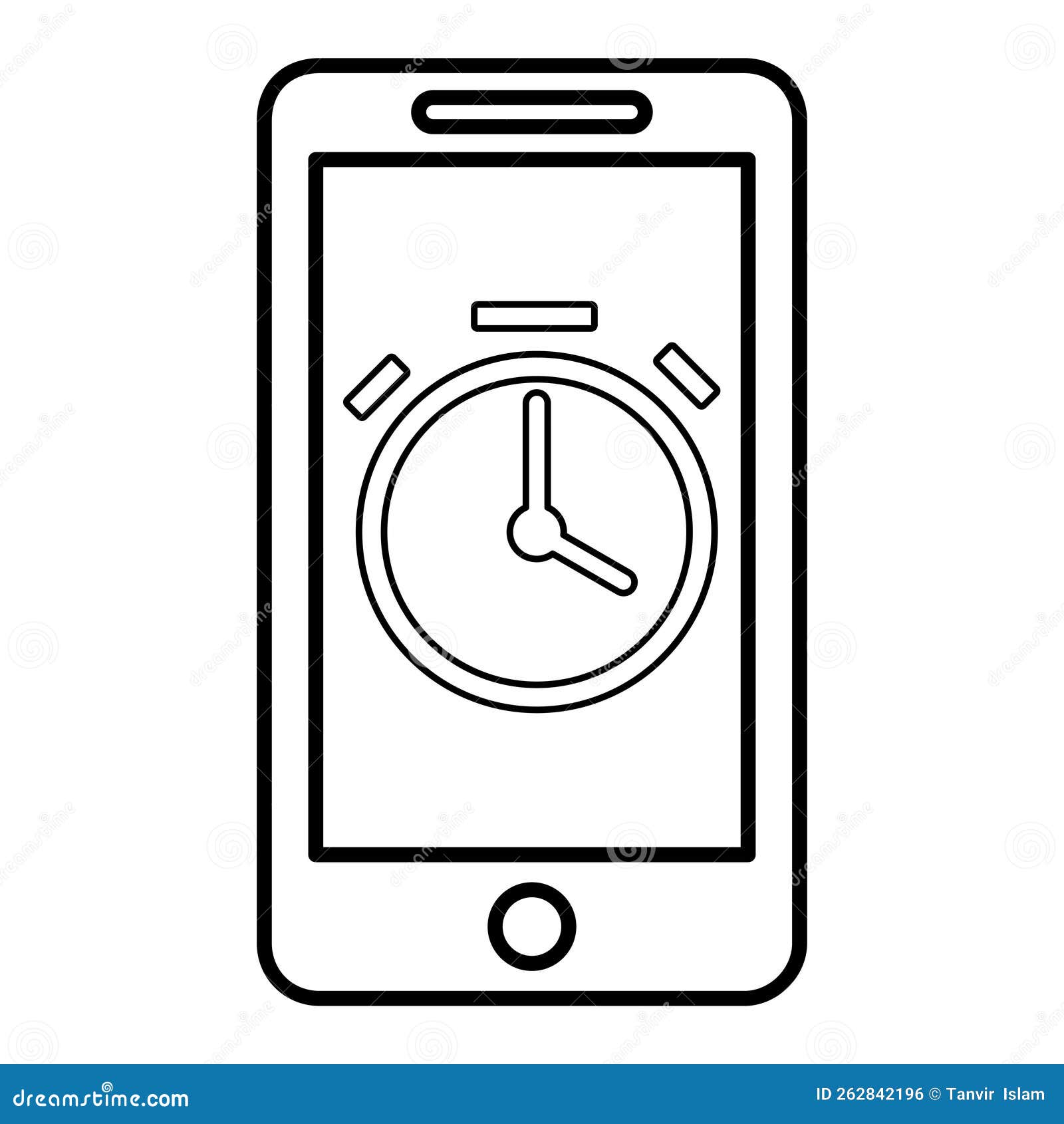 Mobile Clock Icon in Line Style Stock Vector Illustration of line, vector 262842196