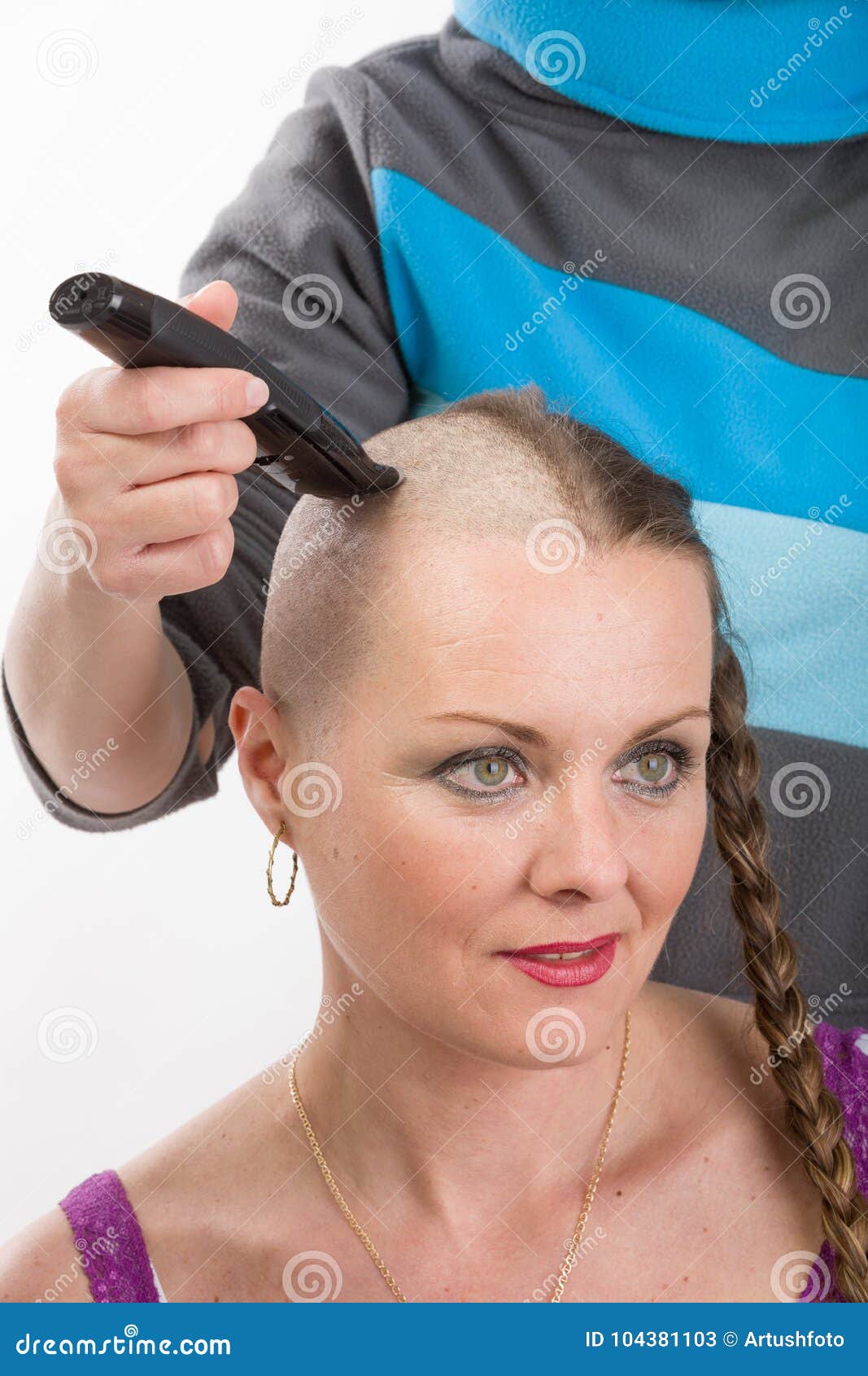 Beautiful Woman Cancer Patient Shaving Hair Stock Image - Image of head,  breast: 104381103