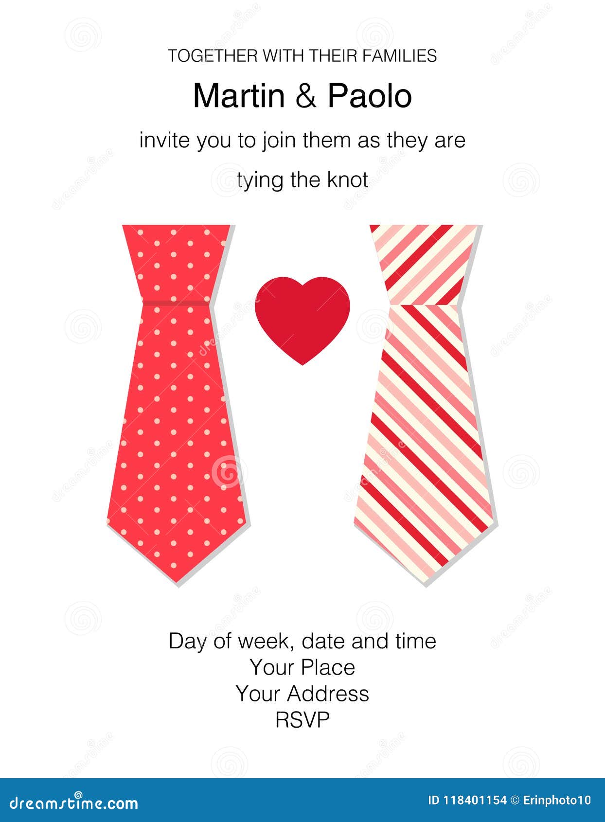 Beautiful Minimalistic Wedding Invitation For Same Sex Couple Stock Vector Illustration Of