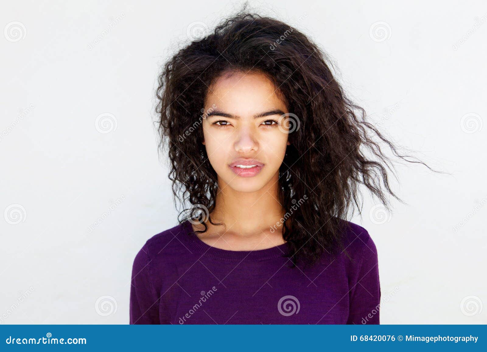 Beautiful Mixed Race Woman with Curly Hair Stock Photo - Image of cool,  beautiful: 68420076