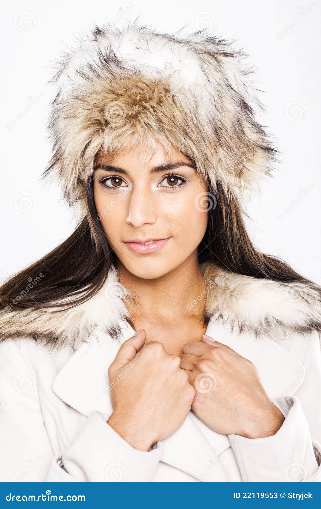 beautiful model in coordinated winter fashion