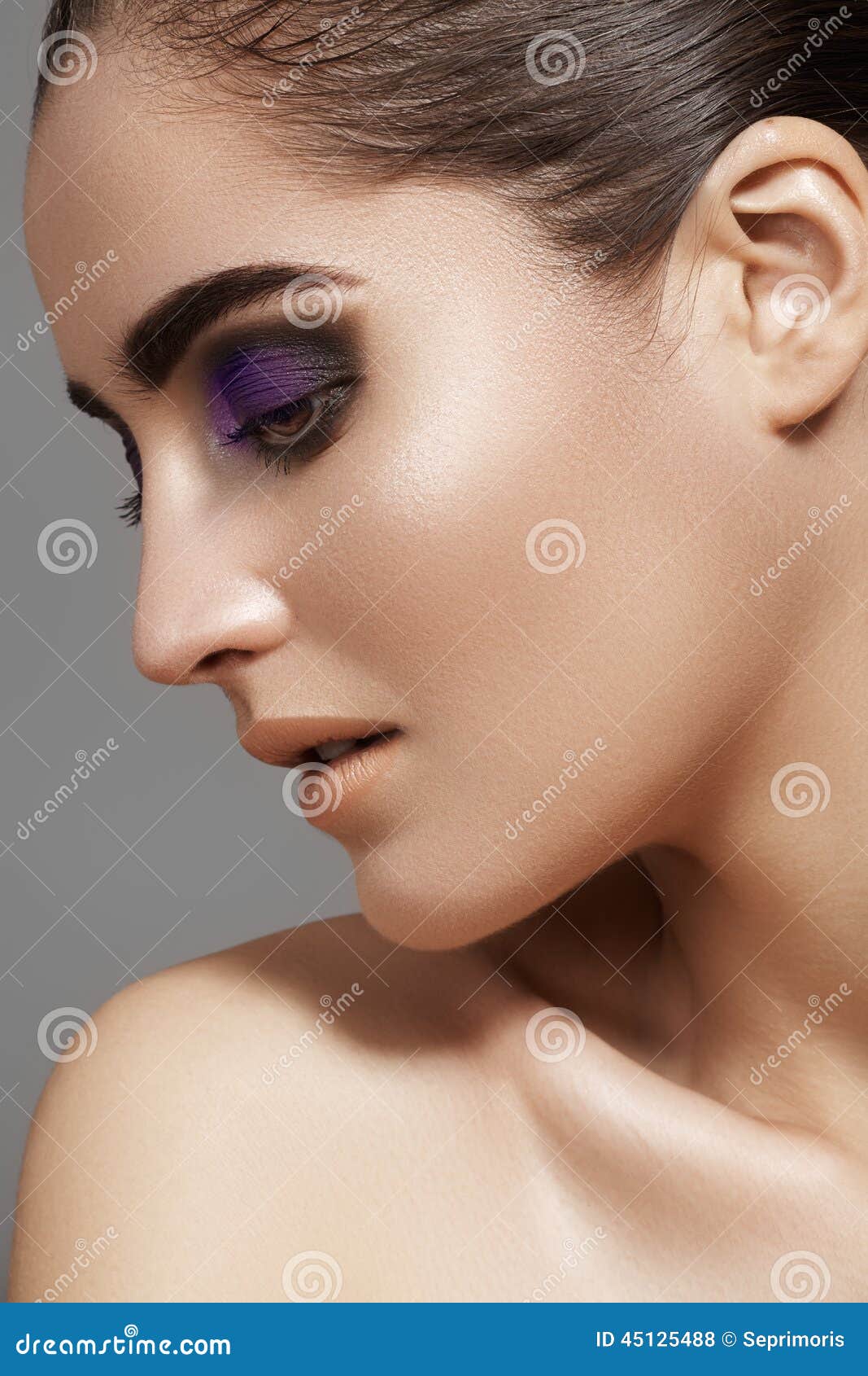 Beautiful Model  Face With Fashion Eyes Make up Purity 