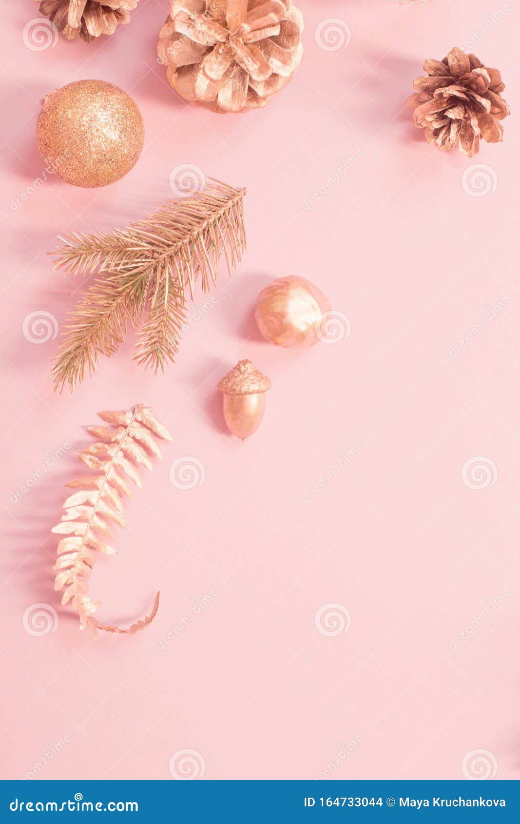 Beautiful Christmas Background In Gold And Pink Colors Stock Photo