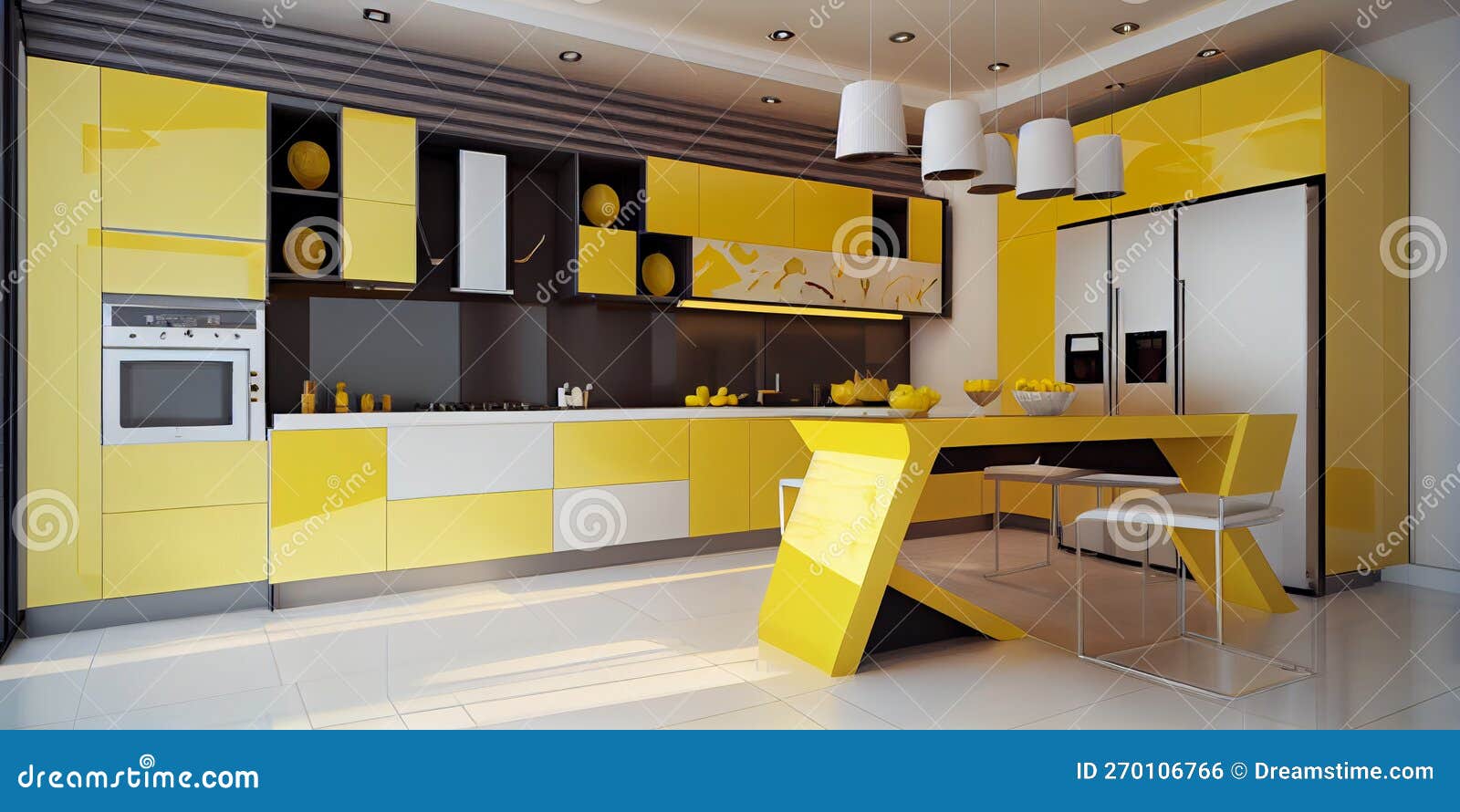 Beautiful Modern Kitchen Design Stock Illustration Illustration of
