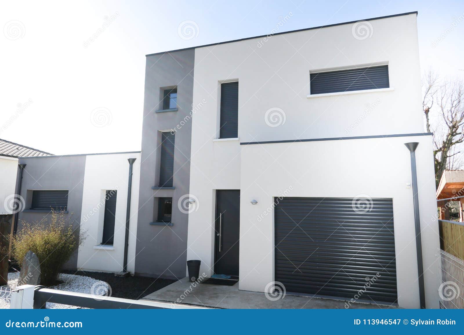 Beautiful Modern White and Gray House Stock Image Image of property