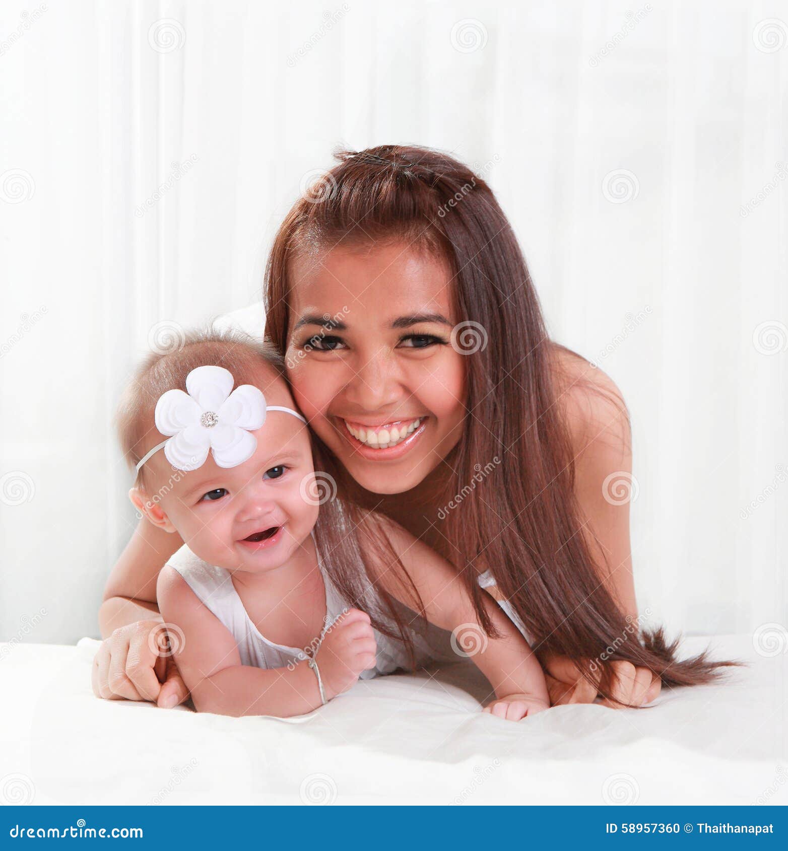 Beautiful Mom and Cute Baby Smile Stock Photo - Image of laugh ...