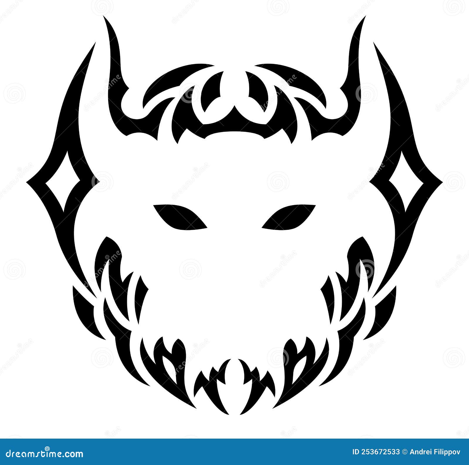 Wolf and symmetric tribals Royalty Free Vector Image