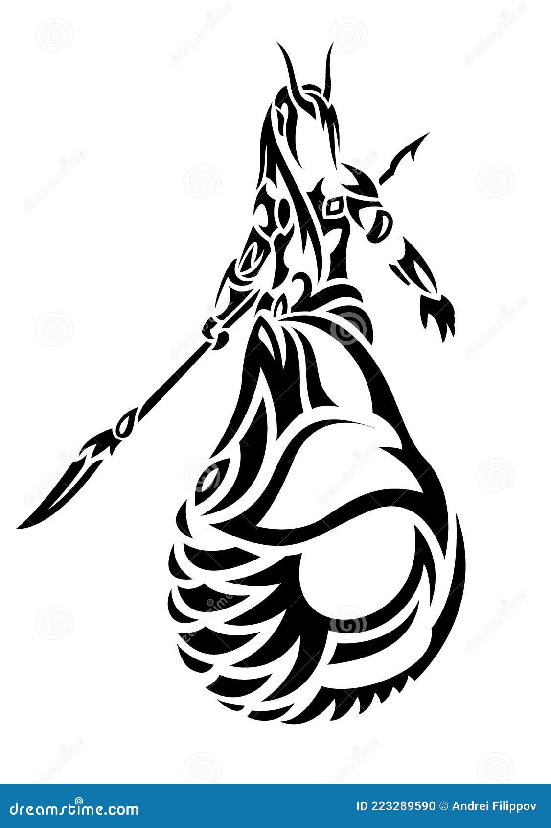 Tribal Tattoo Art with Stylized Black Mermaid Stock Illustration -  Illustration of sign, black: 223289590