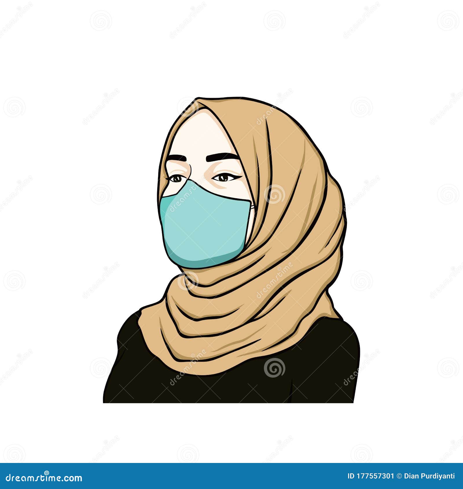 Beautiful Moslem Girl Hijab Using Healthy Masker Vector Design Logo Icon Sign Illustration Stock Vector Illustration Of Business Design 177557301