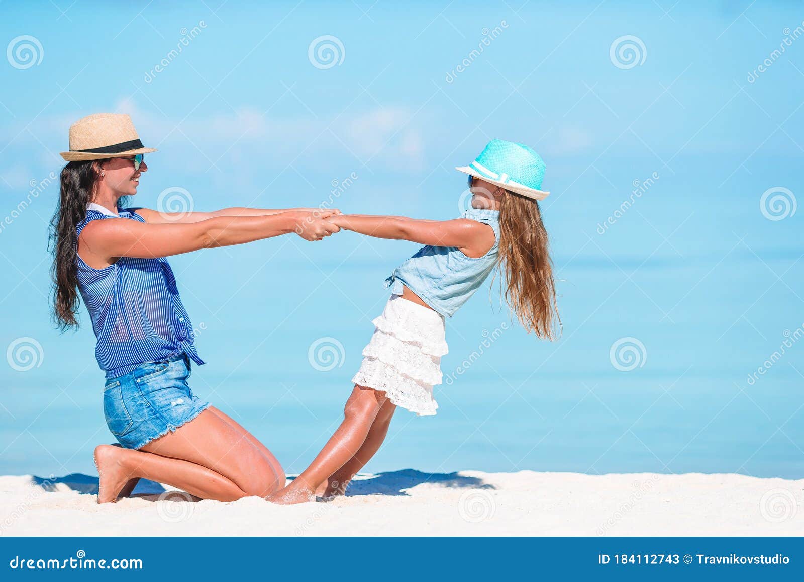 Beautiful Mother And Daughter At Caribbean Beach Enjoying Summer Vacation Stock Image Image 