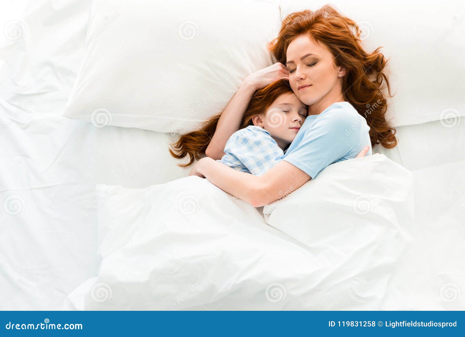 Beautiful Mother and Daughter Hugging and Sleeping Together Stock Photo ...
