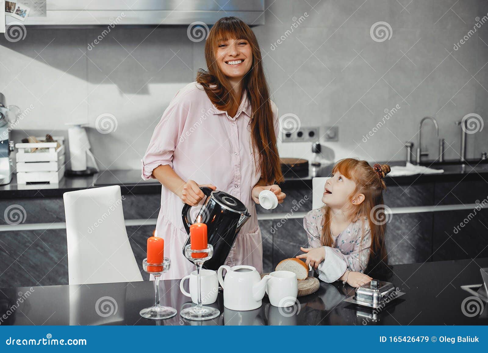 Mother With Daughter In A Kitchen Stock Image Image Of Cheerful Homey 165426479 