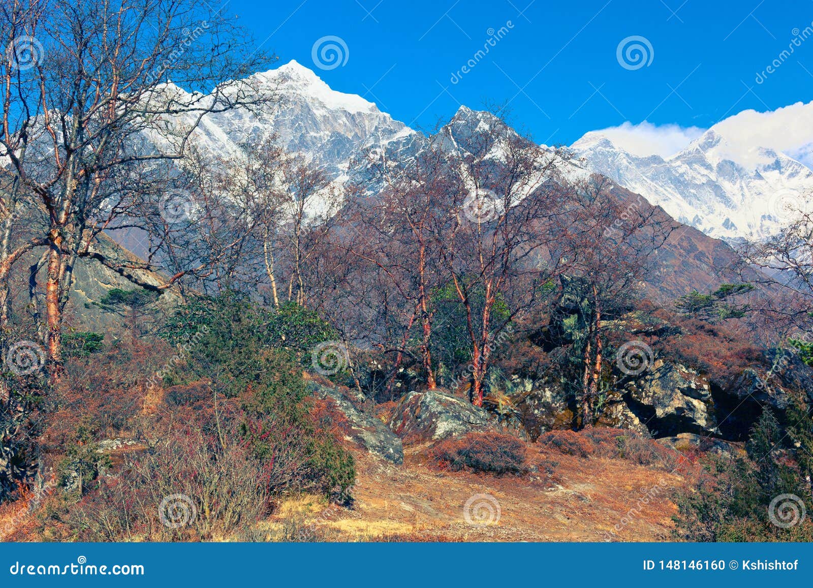 beautiful mountain landscape of sagarmatha national park. solu khumbu, sagarmatha np, nepal