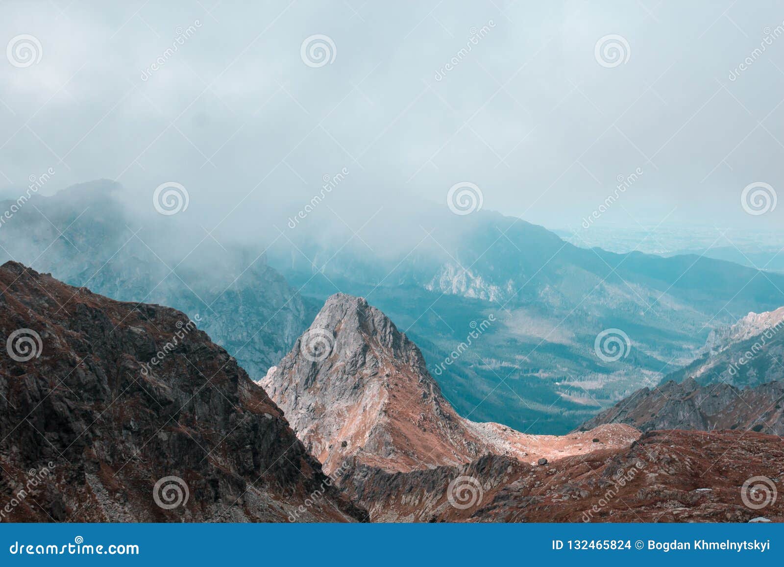 Beautiful Mountain Range Covered With Fog Stock Photo Image Of Hill