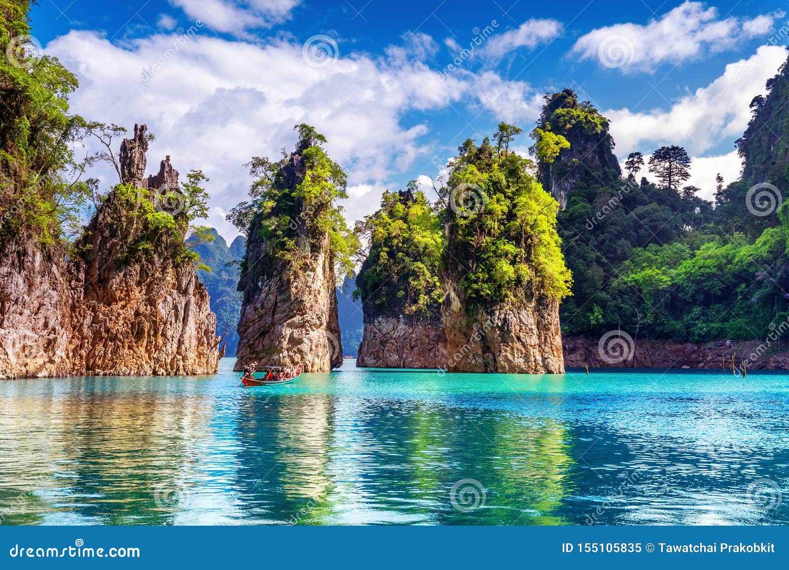 Beautiful Mountains in Ratchaprapha Dam at Khao Sok National Park