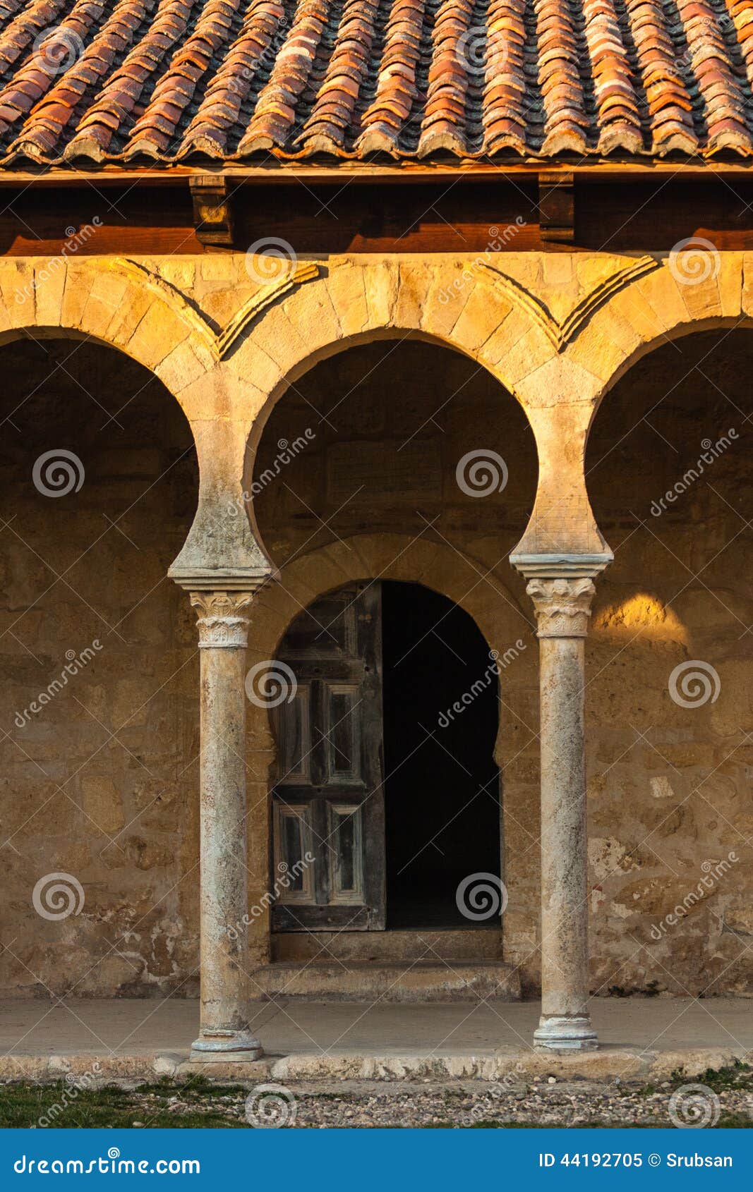 beautiful mozarabic archs in church entrance