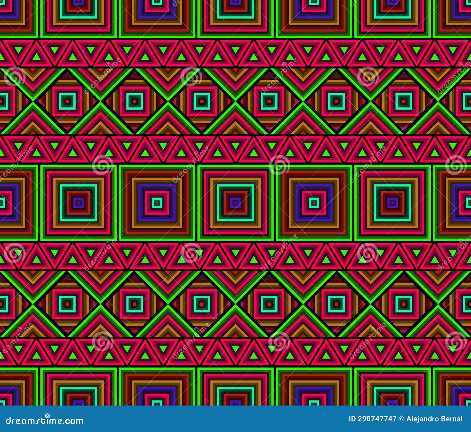 Beautiful Multicolor Geometric Native American and Indigenous Art Stock