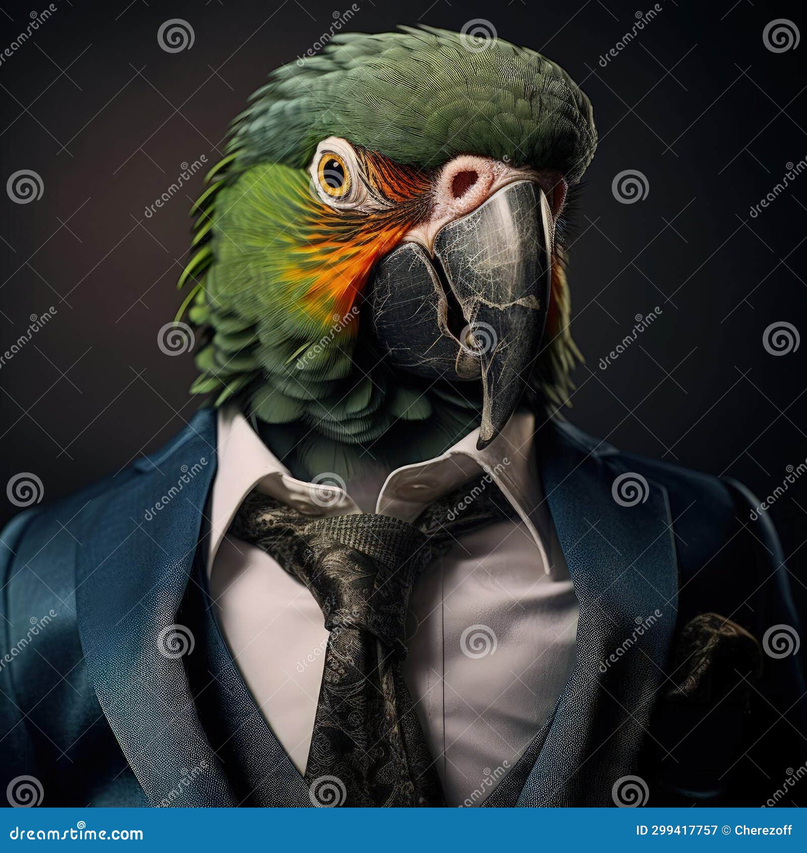 Parrot in suit and tie stock illustration. Illustration of chic 299417757