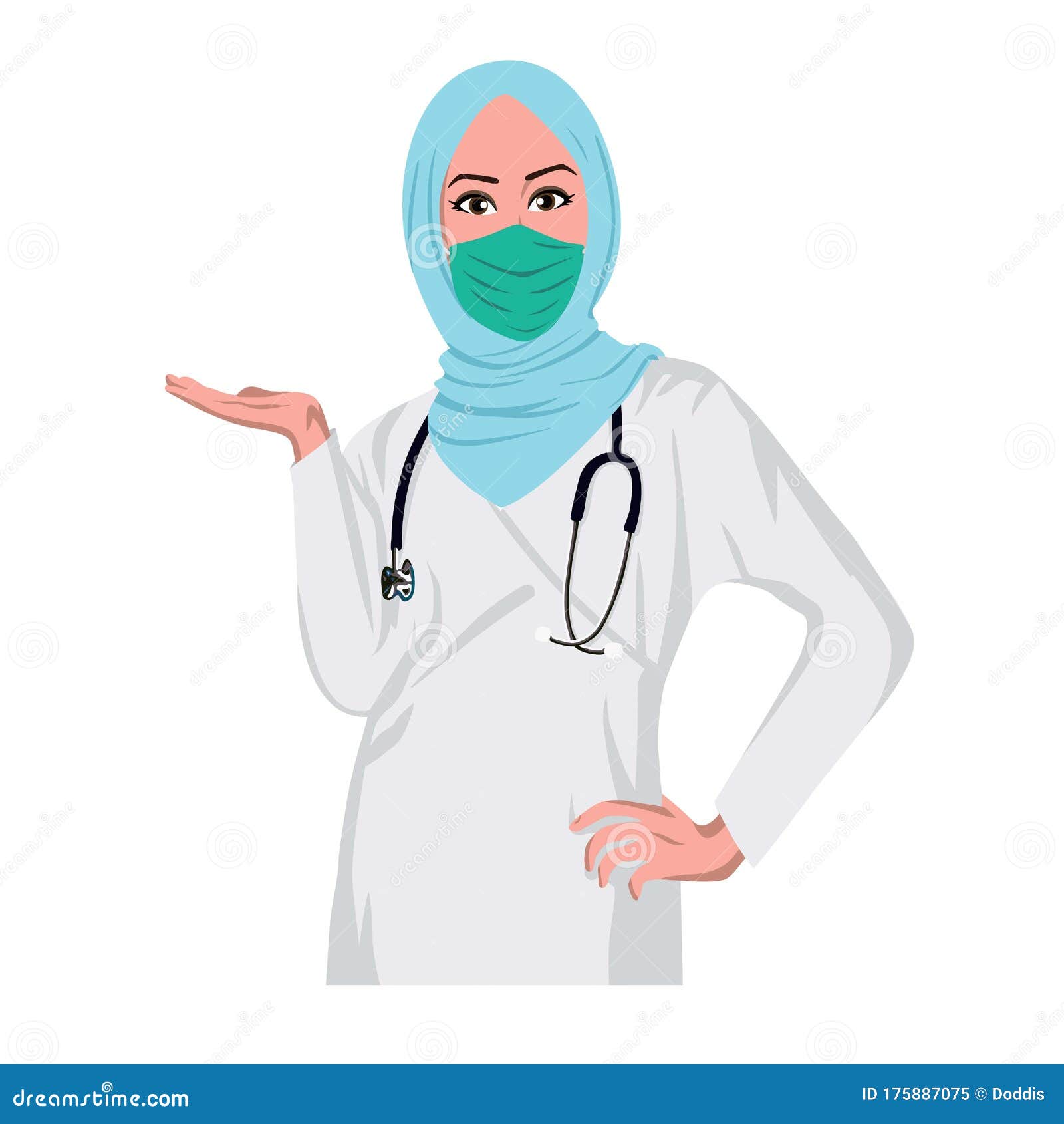 Beautiful Muslim Doctor Nurse Wearing Hijab and Mask Anti Coronavirus Covid  19. Flat Design Vector Illustration Stock Vector - Illustration of nurse,  coronavirus: 175887075