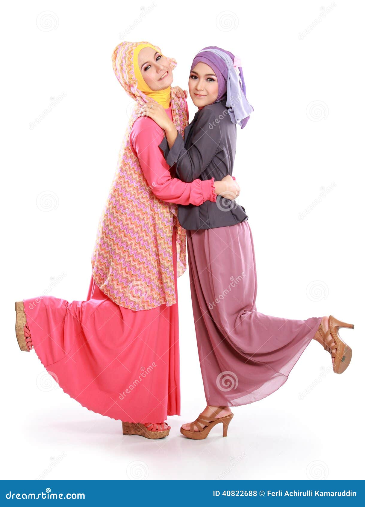 Beautiful Muslim Girl Friend Together Stock Photo - Image 