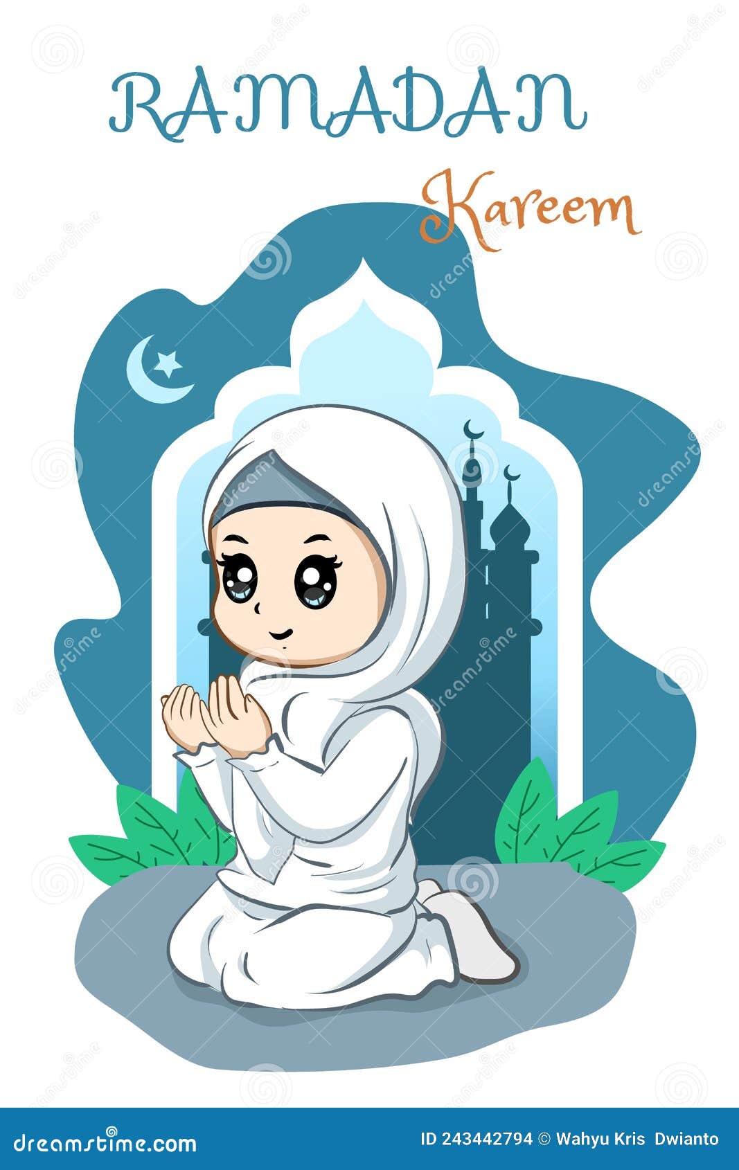 Beautiful Muslim Girl Praying at Ramadan Kareem Cartoon Illustration Stock  Vector - Illustration of religious, child: 243442794