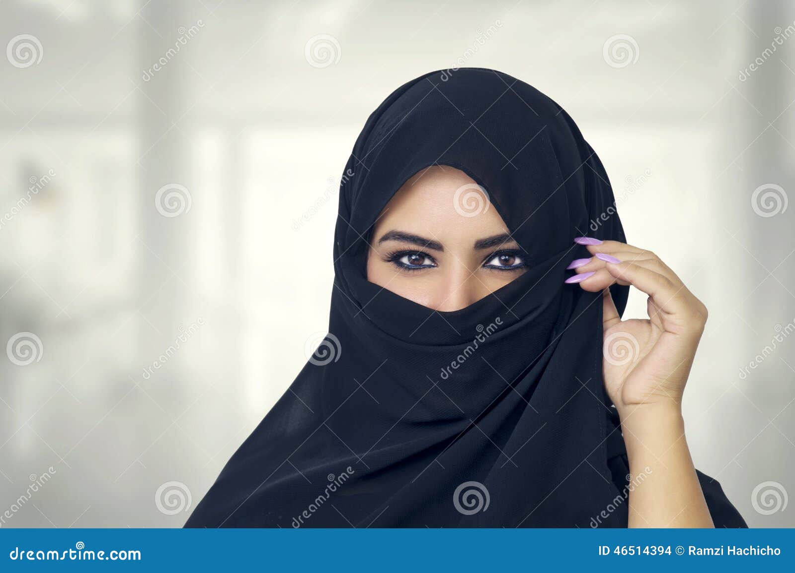 beautiful muslim girl wearing burqa closeup