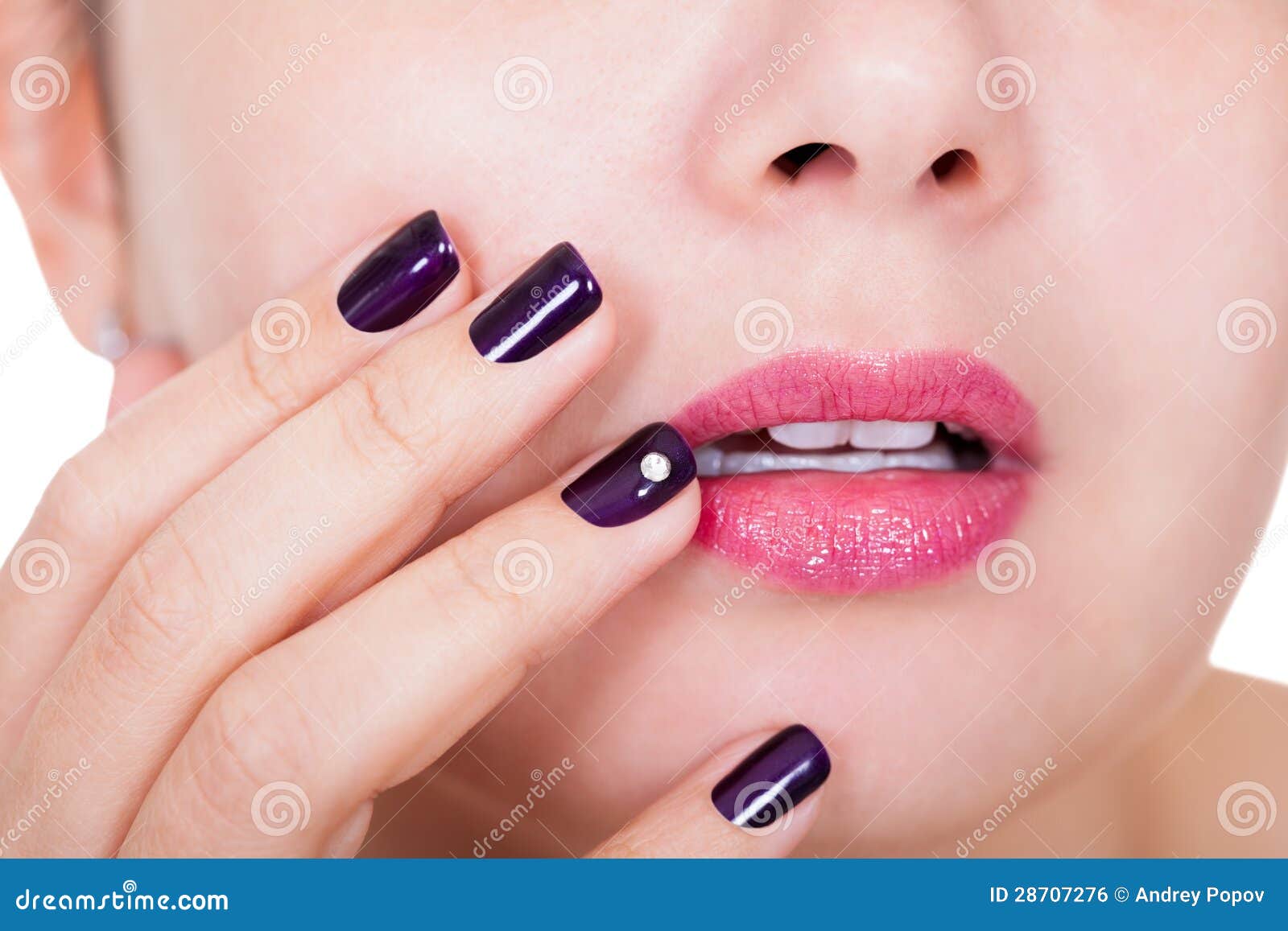 Beautiful nails and lips stock photo. Image of french 28707276