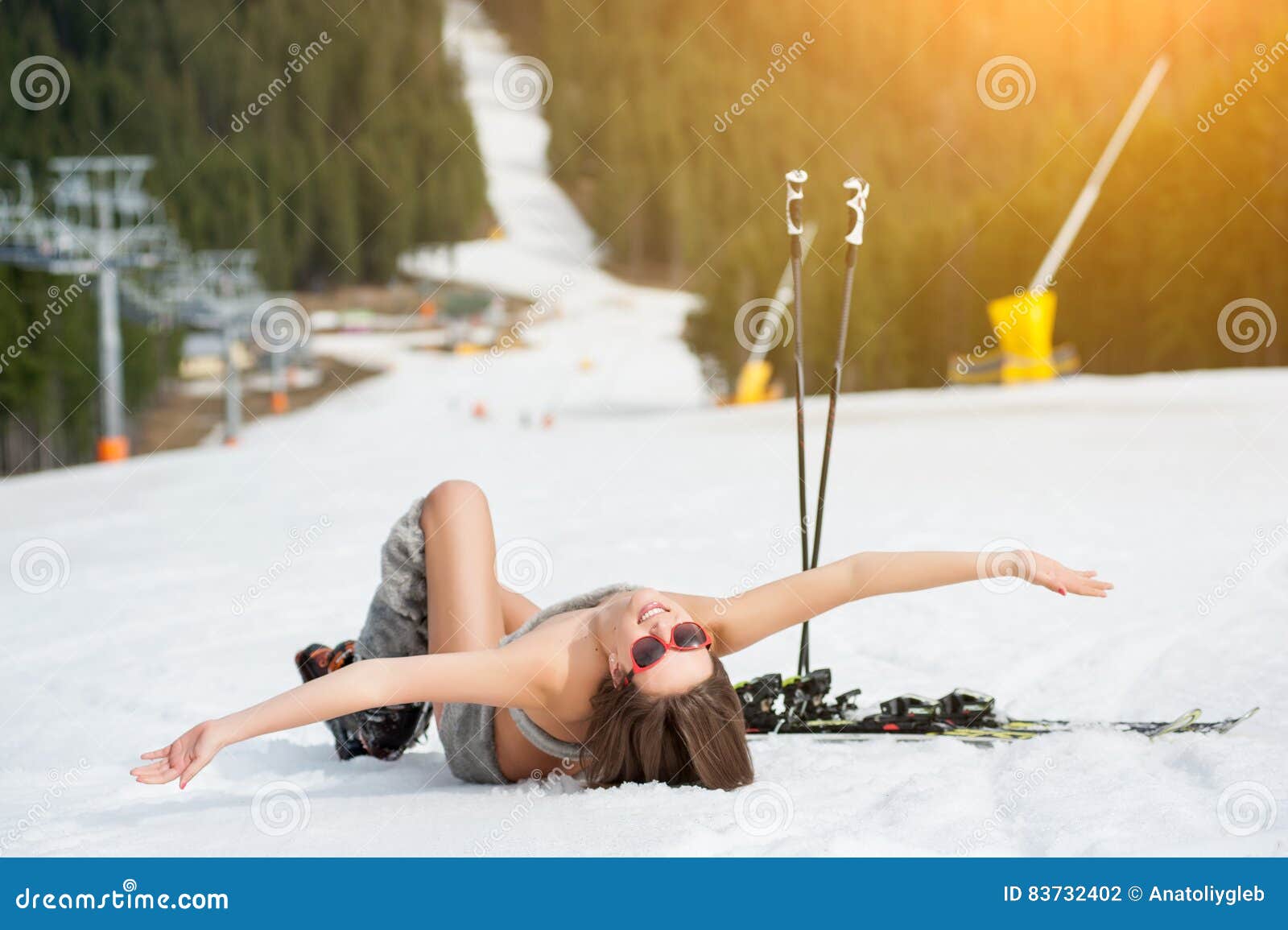 Topless Ski Girl