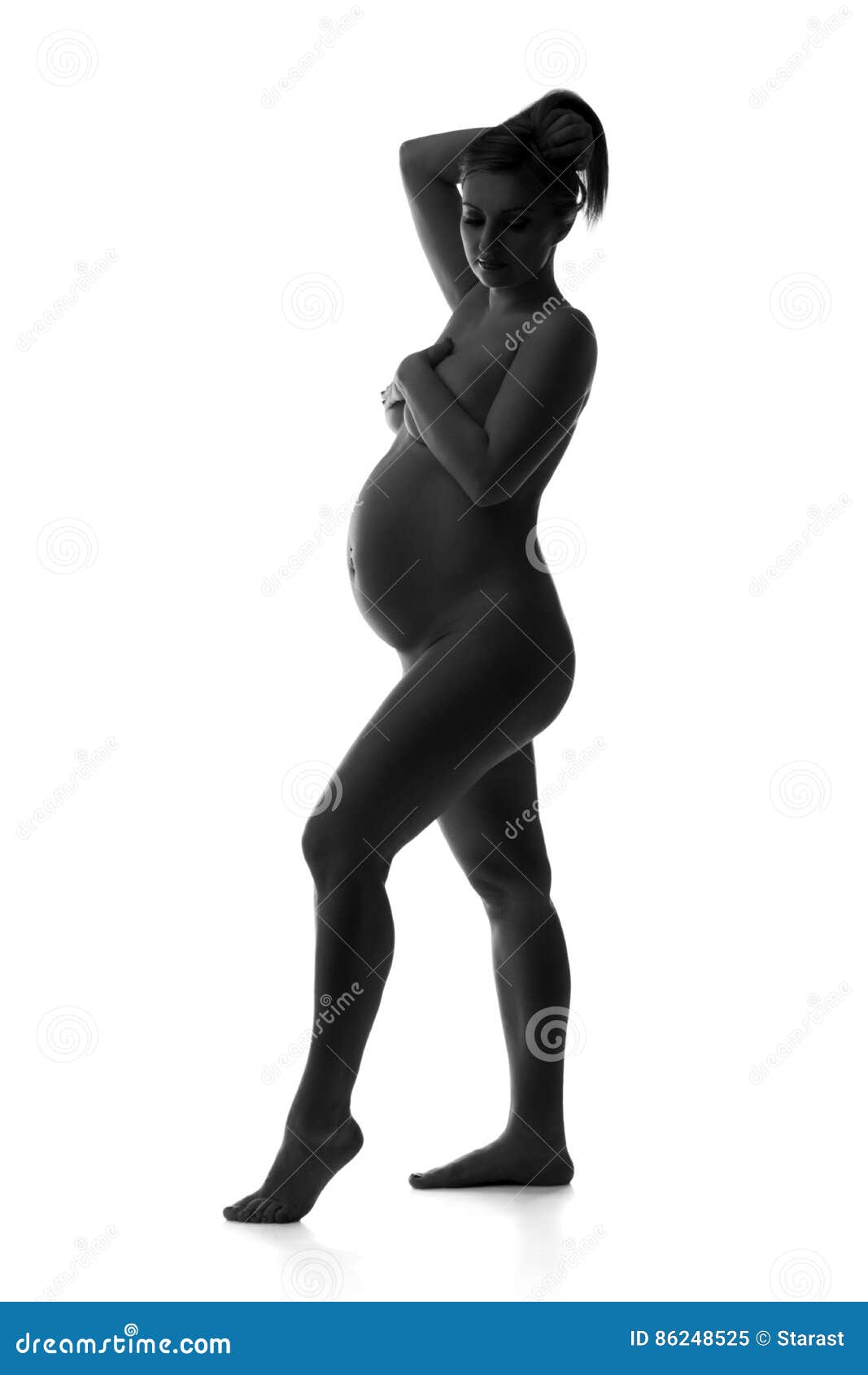 Black And White Nudes Pregnant - Beautiful Naked Pregnant Woman Isolated On White Background ...