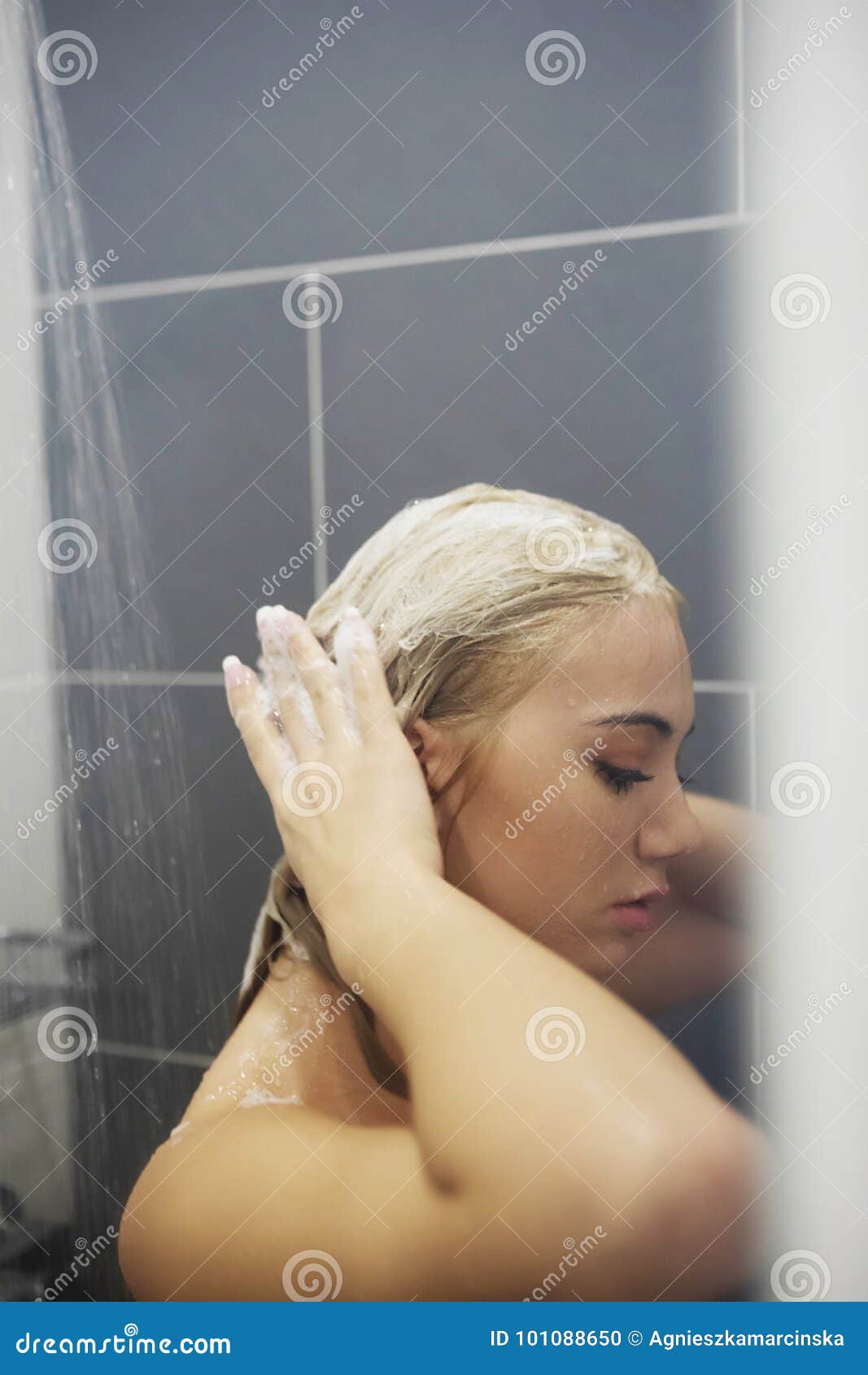 sexy nude girl taking shower