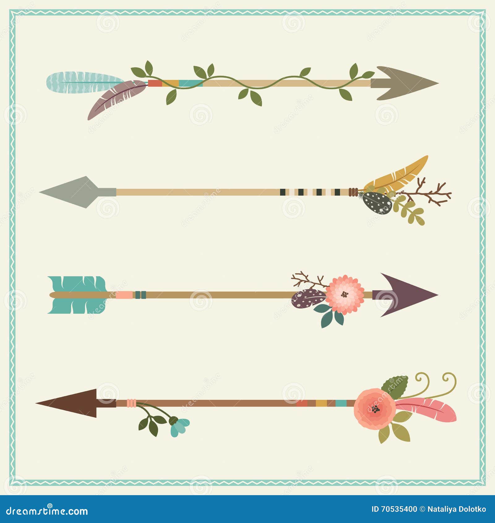 Beautiful Native American Arrows, Feathers And Floral ...