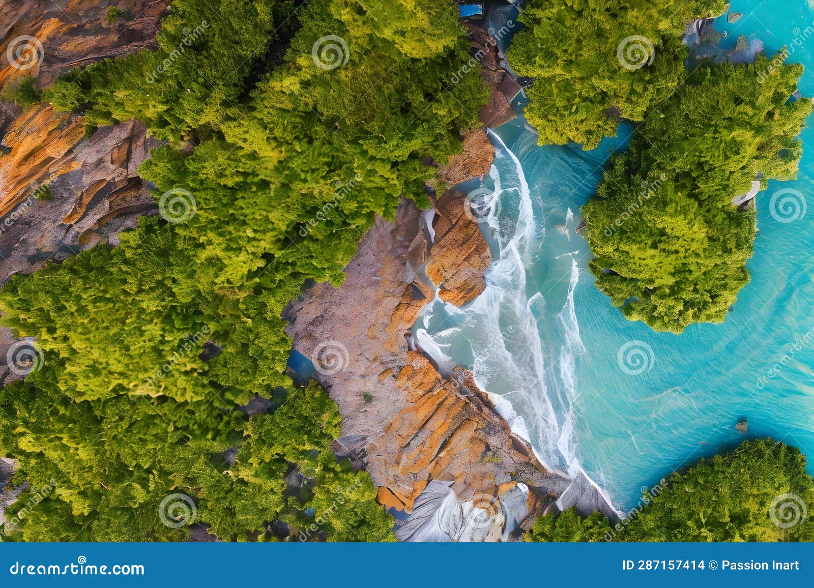 Aerial View Top Down Seashore Wave Crashing on Rock Cliff Stock ...