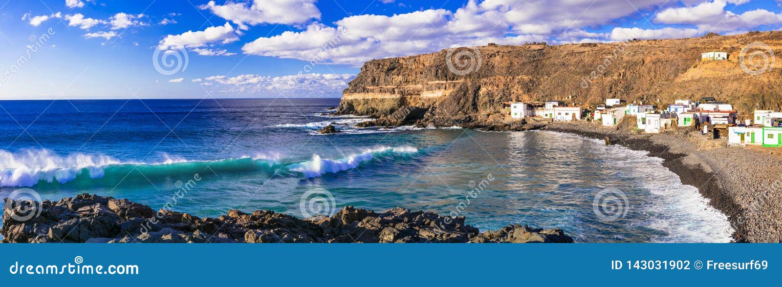 beautiful nature and sea of fuerteventura. traditional fishing village puertito de los molinos. canary islands