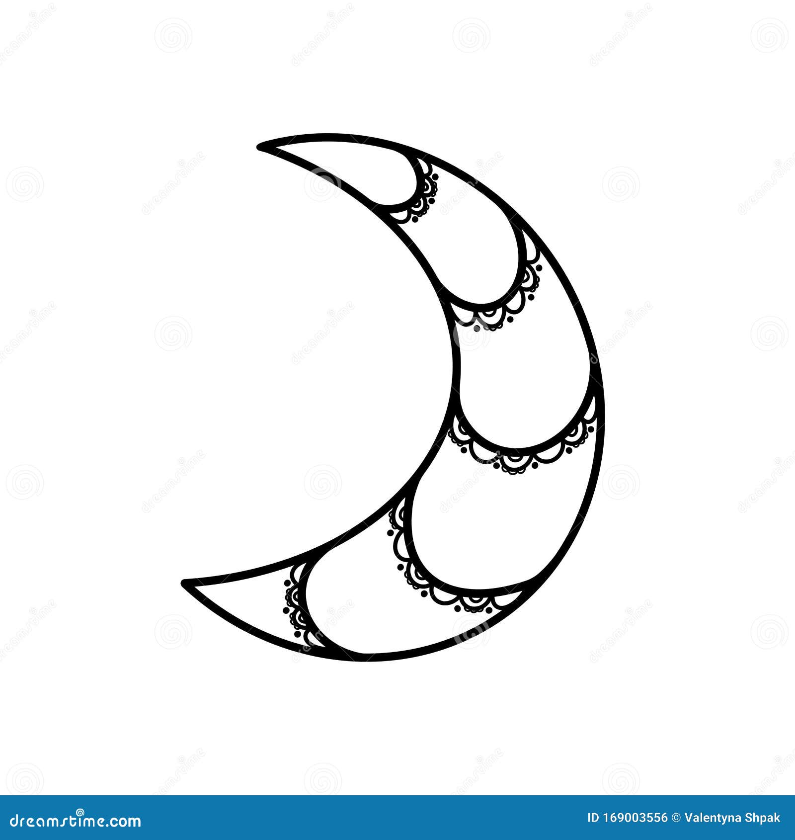Beautiful New Moon on a White Background. Black and White Abstract
