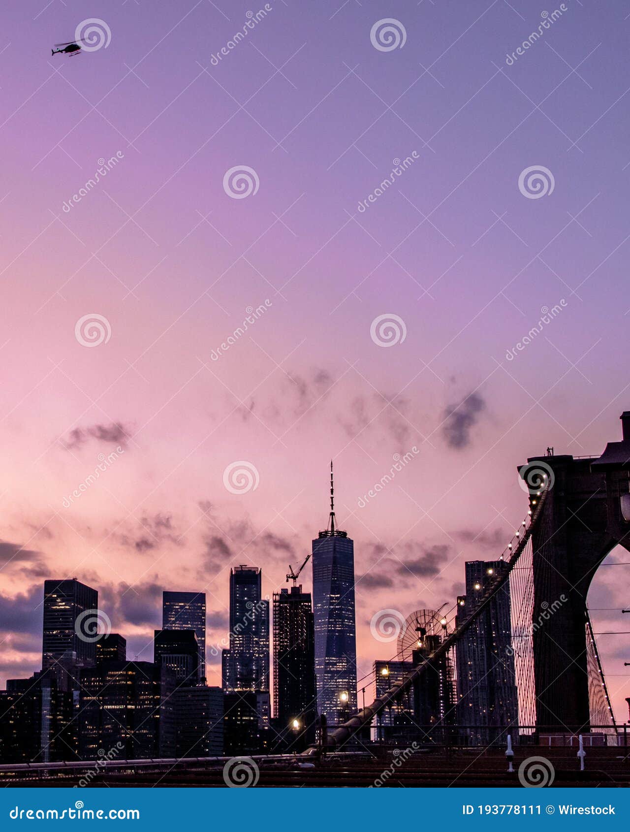 Beautiful New York City during Pink and Purple Shaded Sunset Stock ...