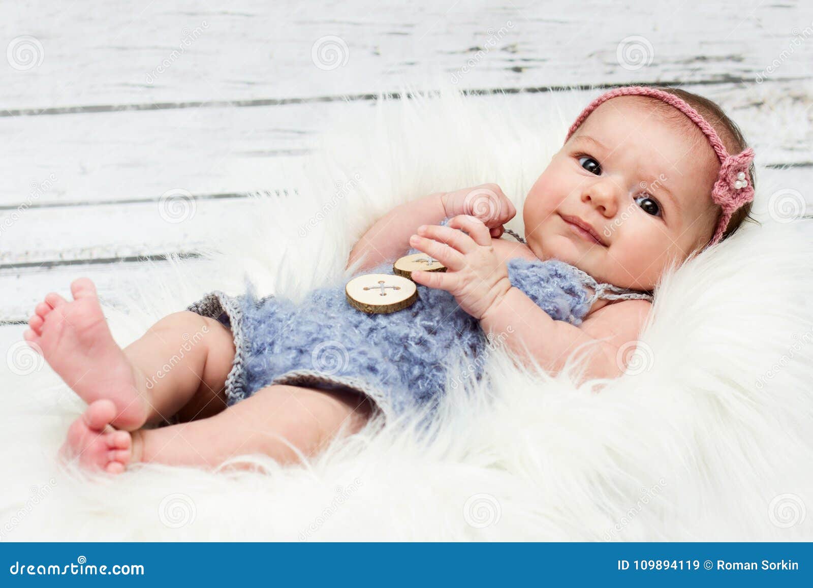Beautiful Newborn Baby Girl Smiling Stock Image - Image of beauty ...
