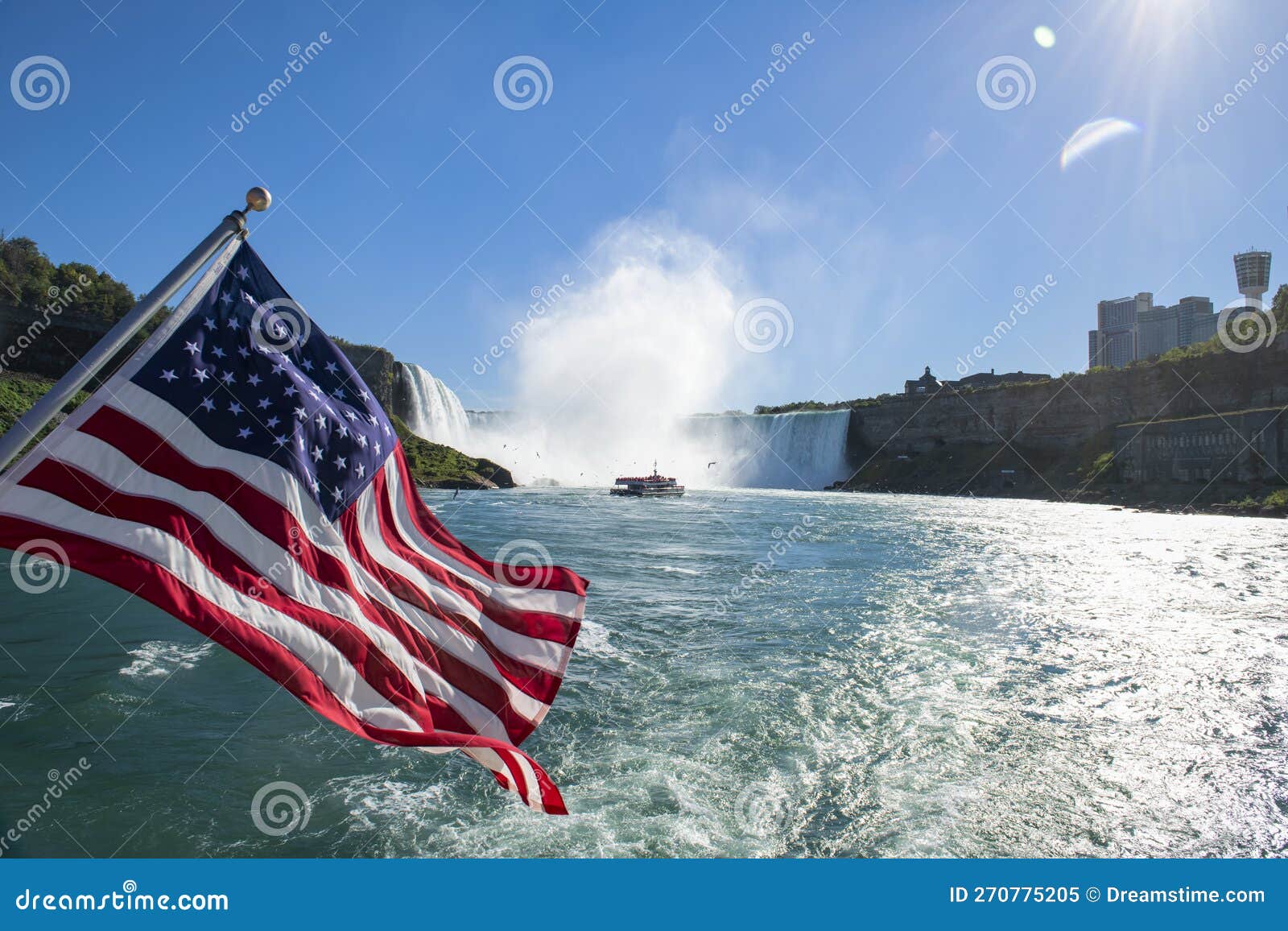 Beautiful Niagara Fall and River between the Border of Canada and
