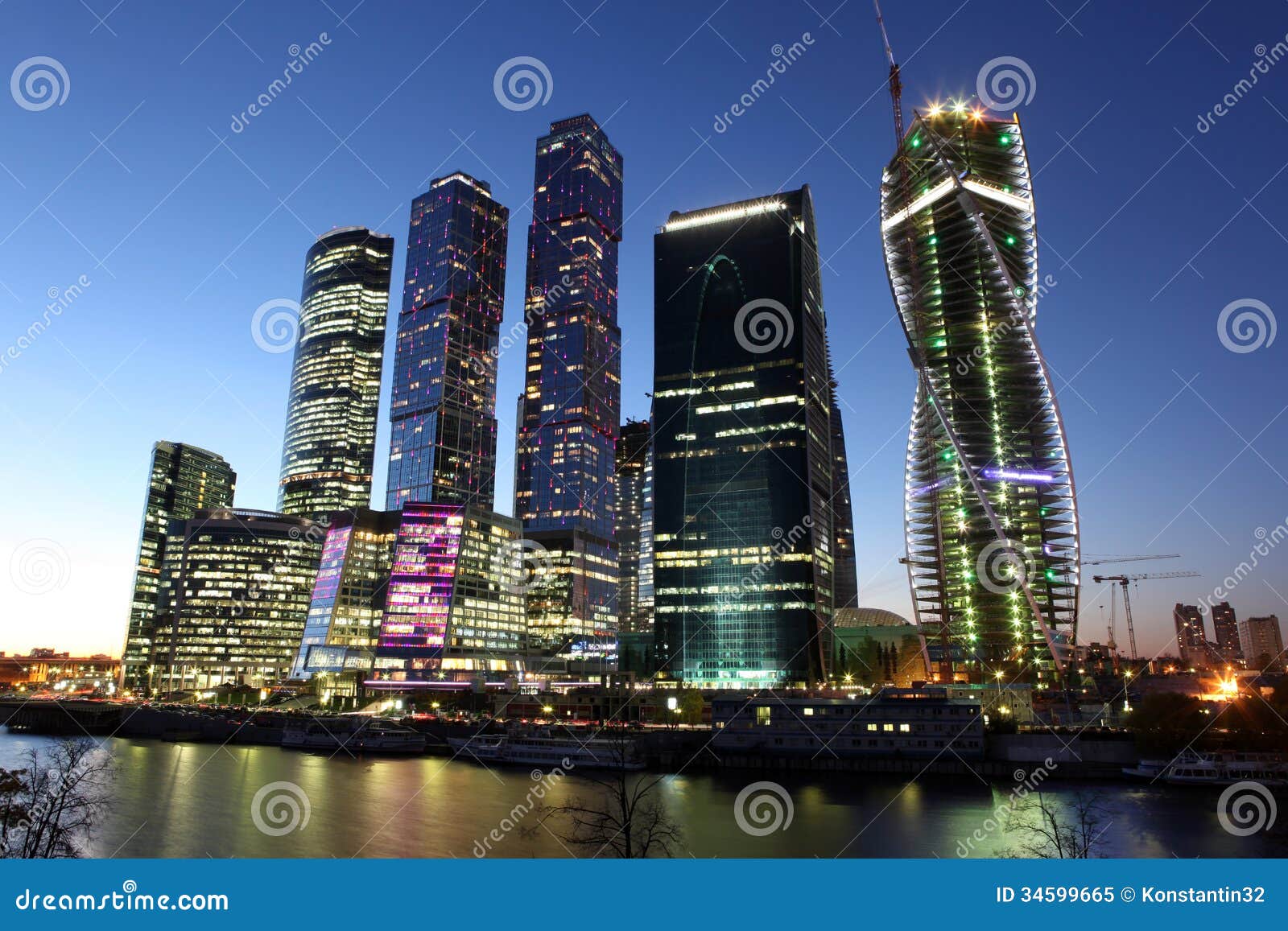 Beautiful Night View Skyscrapers City International Beautiful Night View Skyscrapers City International